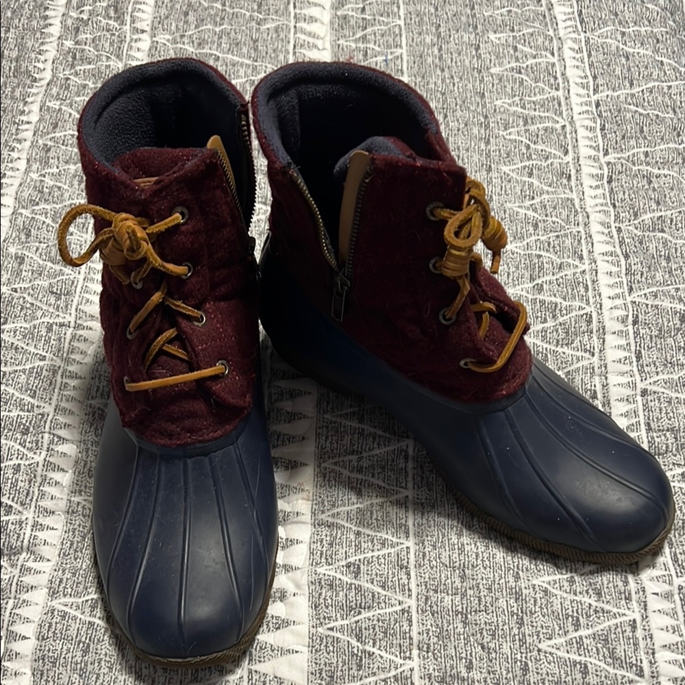 Sperry Duck Boots - Burgundy and Navy